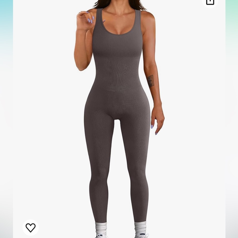NWT OQQ Women's Jumpsuits Ribbed One Piece Sleeveless Yoga Exercise Size Medium